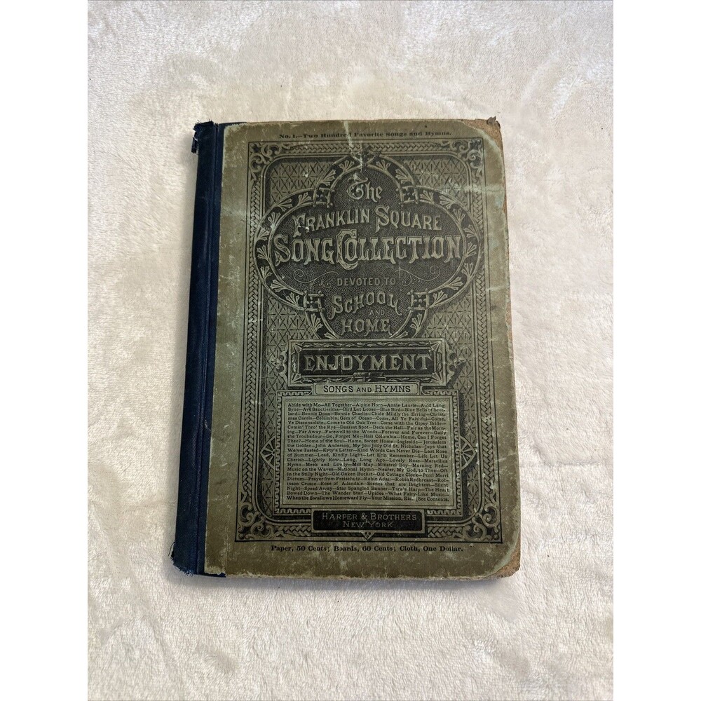 1881 Antique Book Franklin Square Song Collection (Vol  1) FIRST EDITION Rare